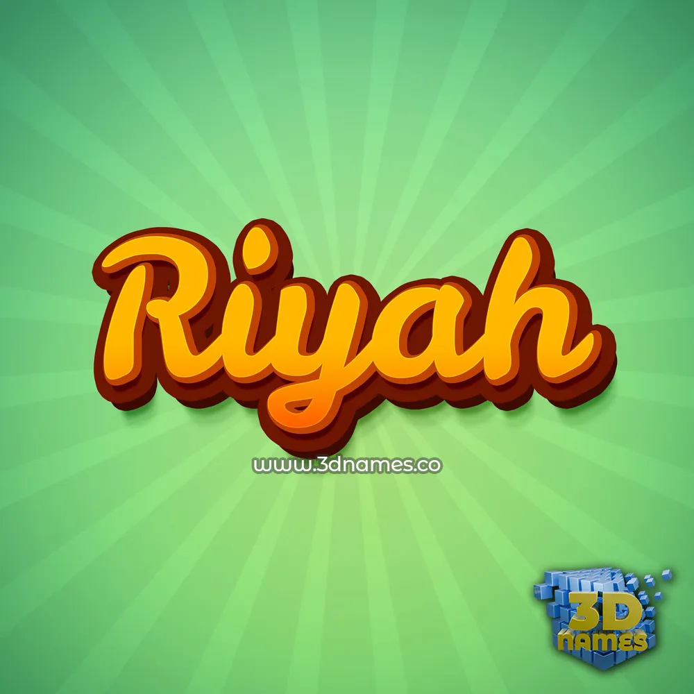 riyah in Green Rays style - 3D name wallpaper