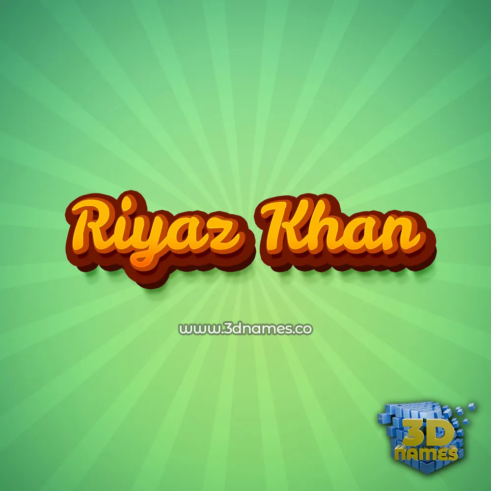 riyaz khan in Green Rays style - 3D name wallpaper