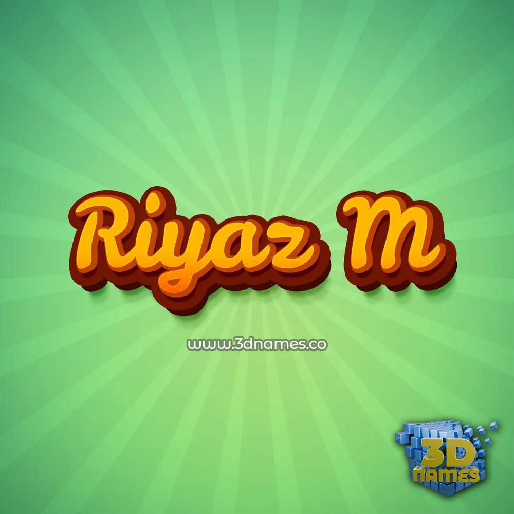 riyaz m in Green Rays style - 3D name wallpaper