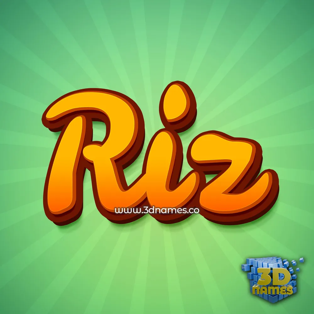 riz in Green Rays style - 3D name wallpaper