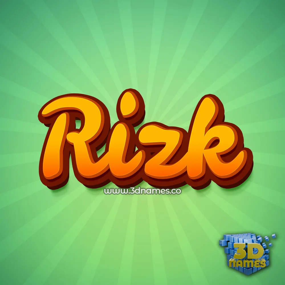 rizk in Green Rays style - 3D name wallpaper