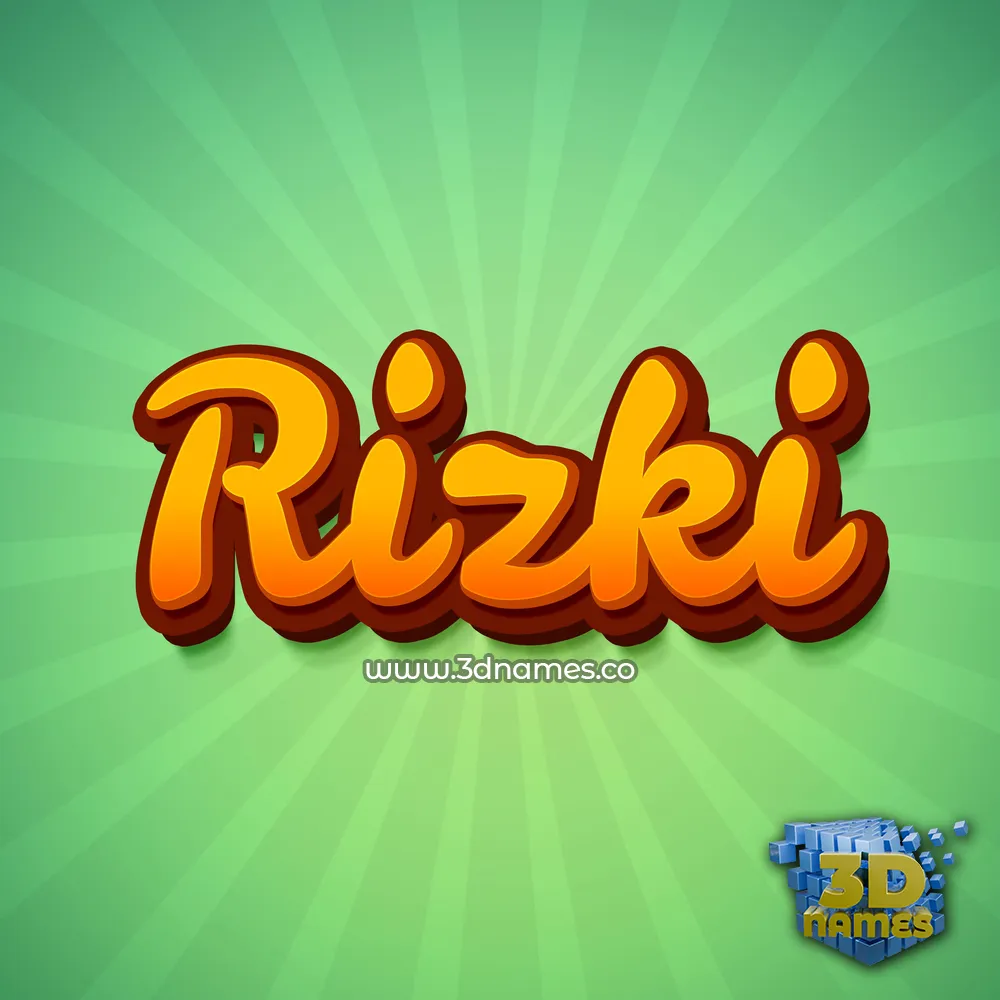 rizki in Green Rays style - 3D name wallpaper