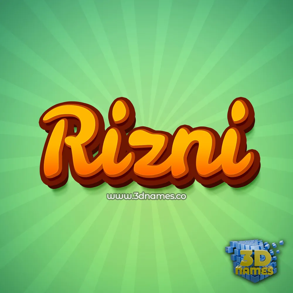 rizni in Green Rays style - 3D name wallpaper