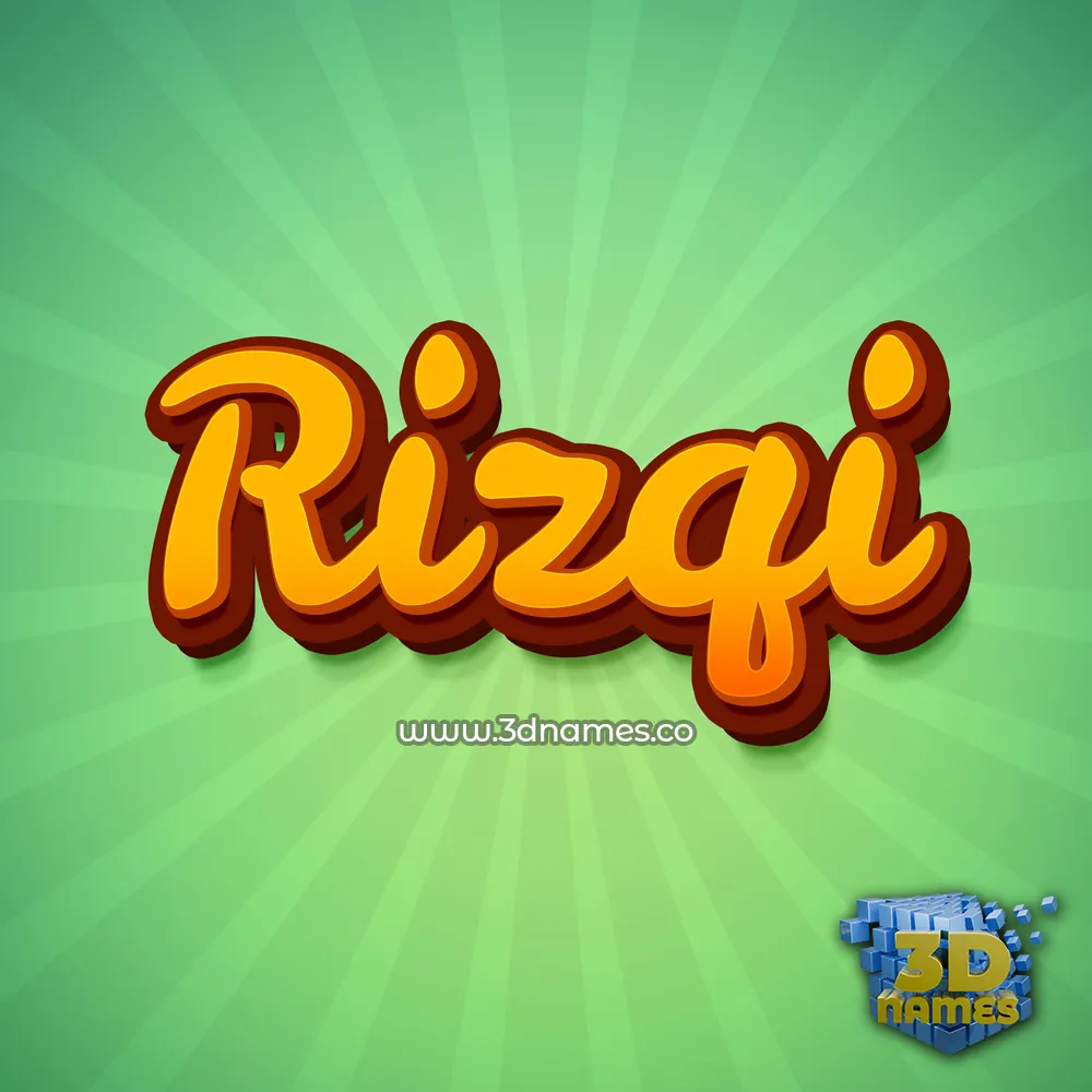 rizqi in Green Rays style - 3D name wallpaper