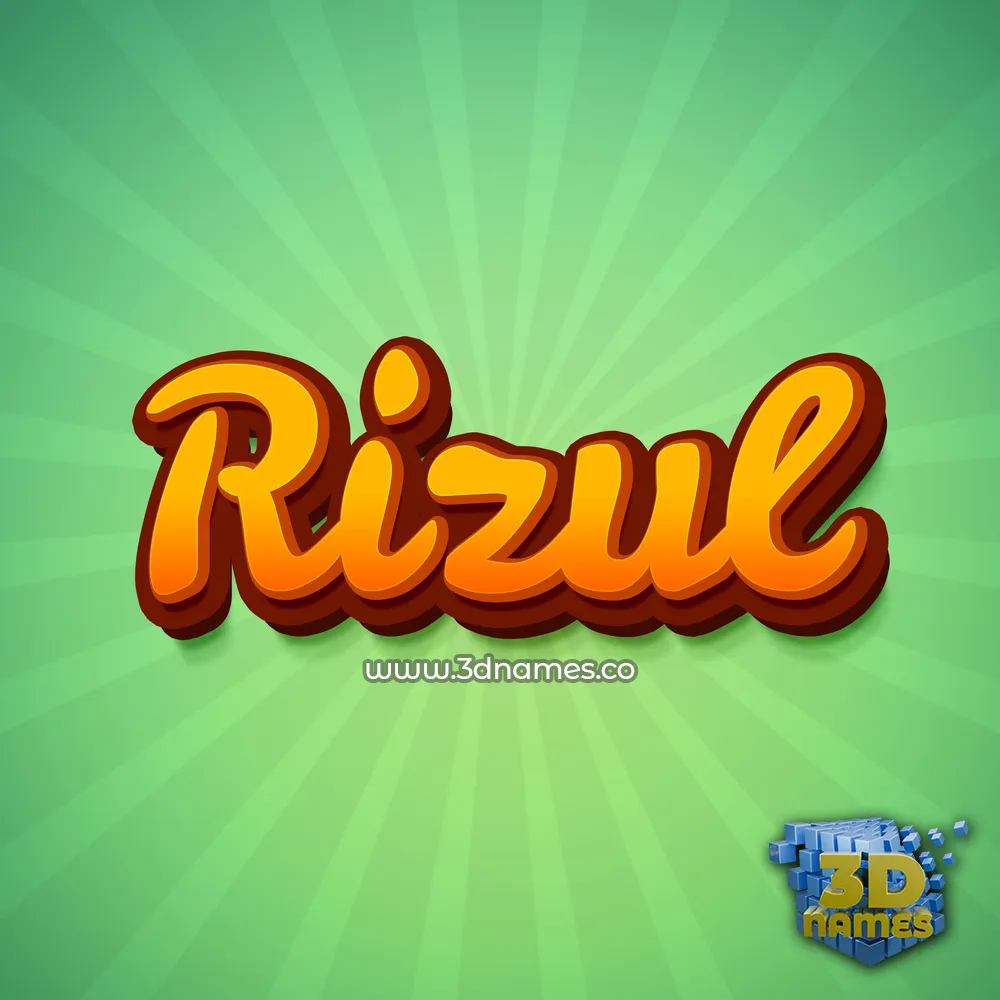 rizul in Green Rays style - 3D name wallpaper