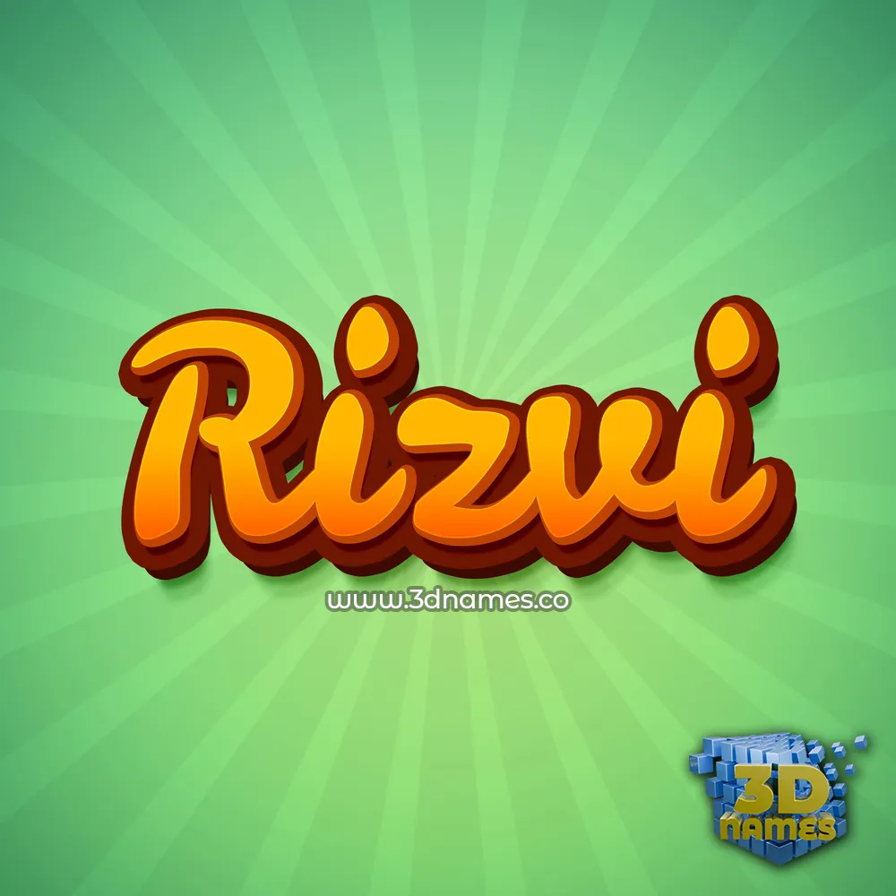 rizvi in Green Rays style - 3D name wallpaper
