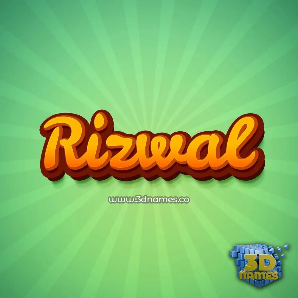rizwal in Green Rays style - 3D name wallpaper
