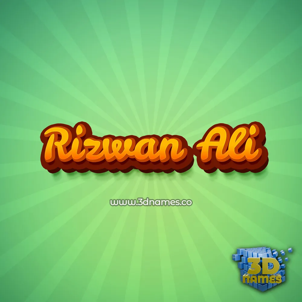 rizwan ali in Green Rays style - 3D name wallpaper