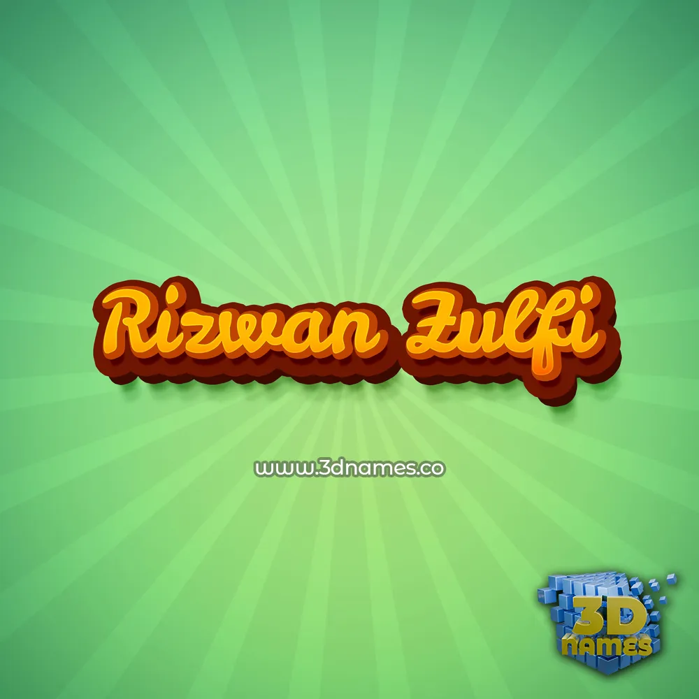 rizwan zulfi in Green Rays style - 3D name wallpaper