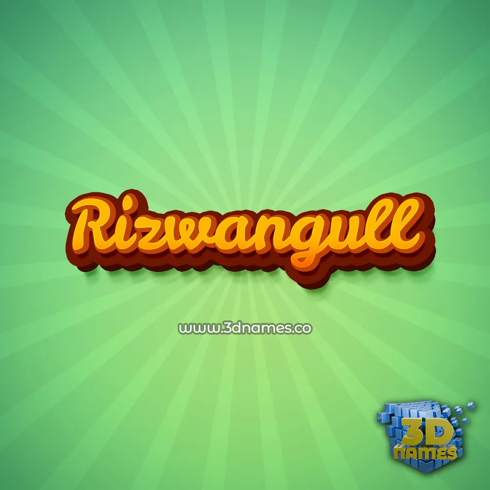 rizwangull in Green Rays style - 3D name wallpaper