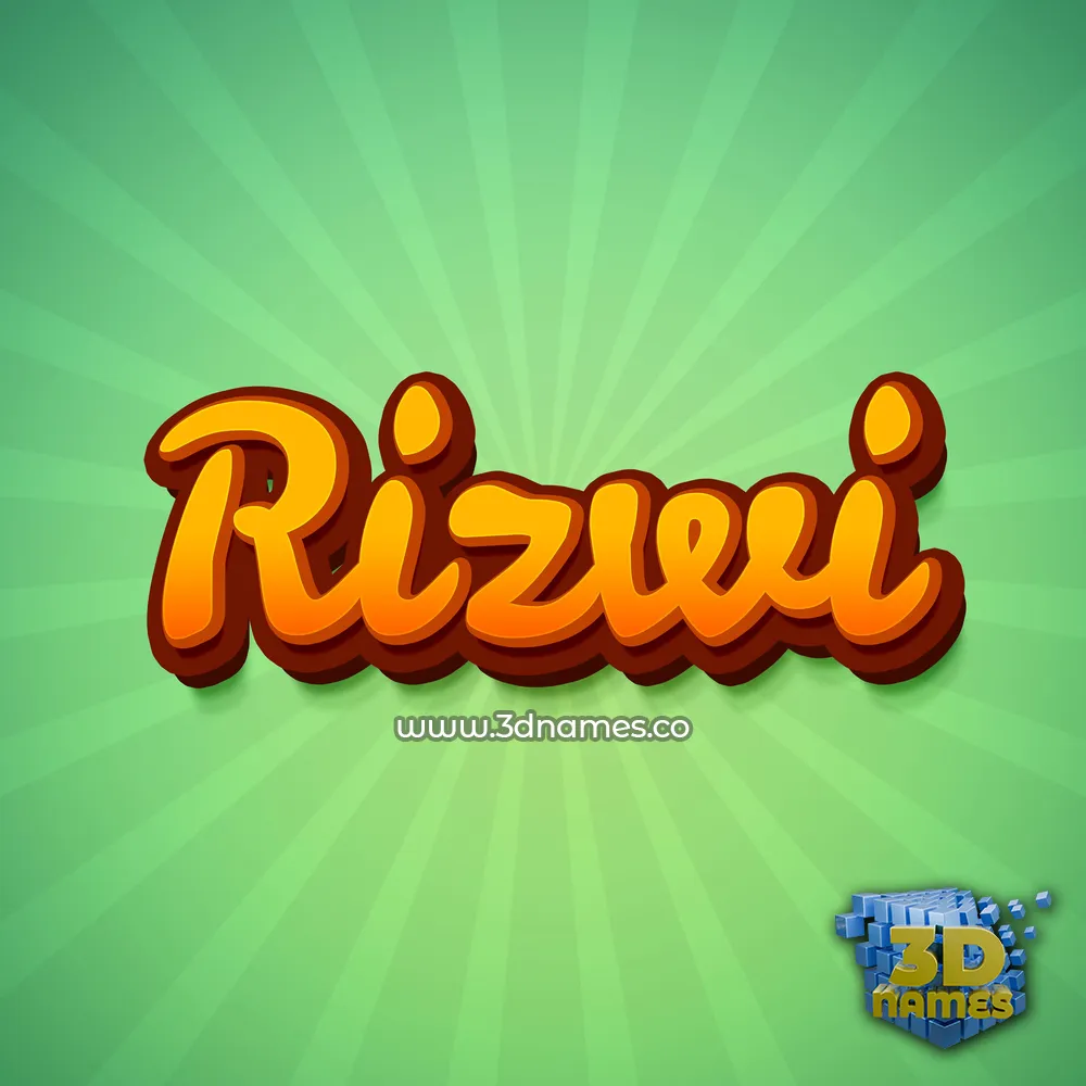 rizwi in Green Rays style - 3D name wallpaper