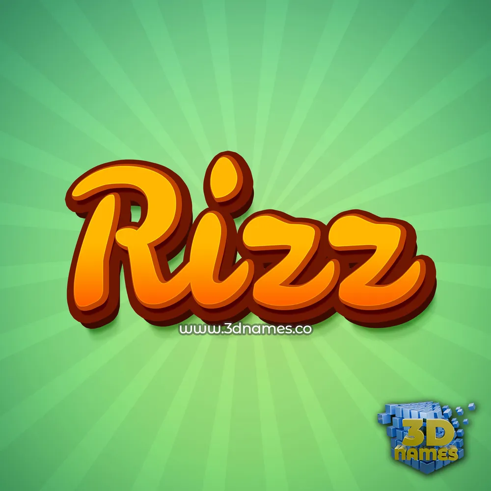 rizz in Green Rays style - 3D name wallpaper