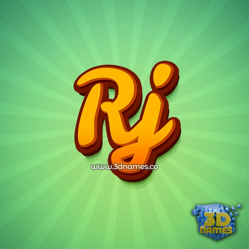 rj in Green Rays style - 3D name wallpaper