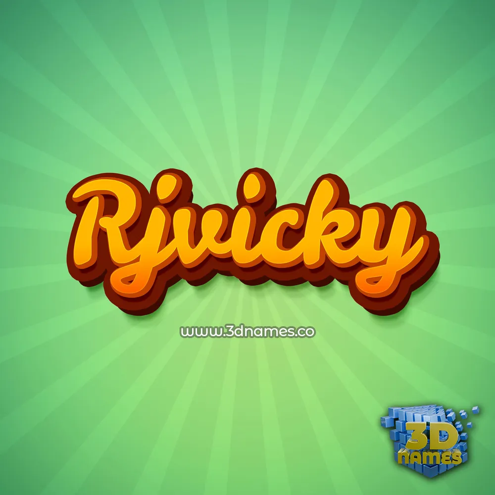 rjvicky in Green Rays style - 3D name wallpaper