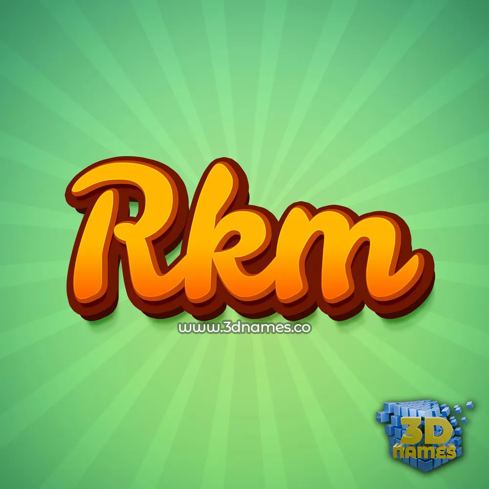 rkm in Green Rays style - 3D name wallpaper