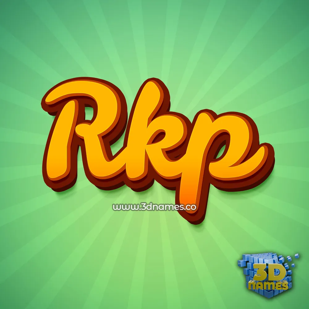 rkp in Green Rays style - 3D name wallpaper