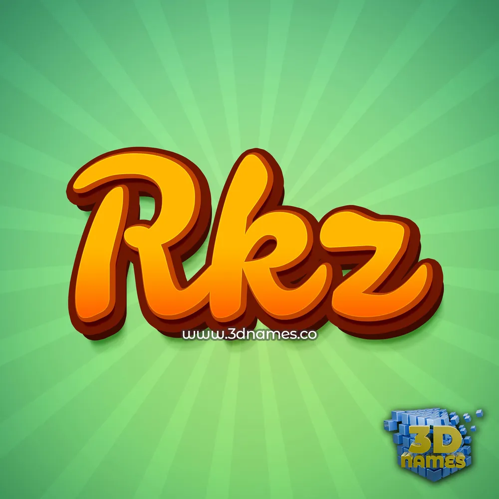 rkz in Green Rays style - 3D name wallpaper