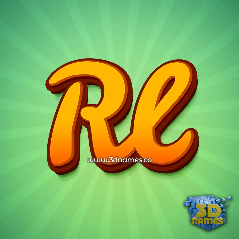 rl in Green Rays style - 3D name wallpaper