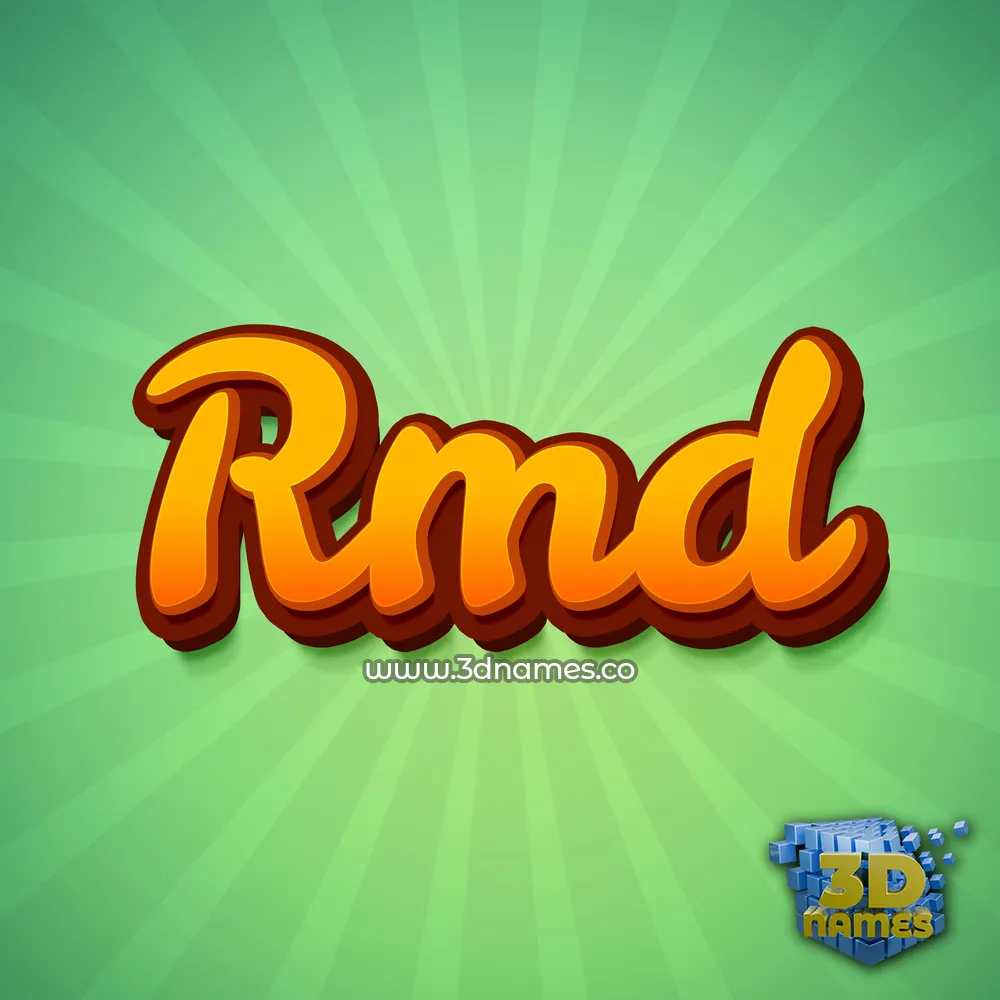 rmd in Green Rays style - 3D name wallpaper