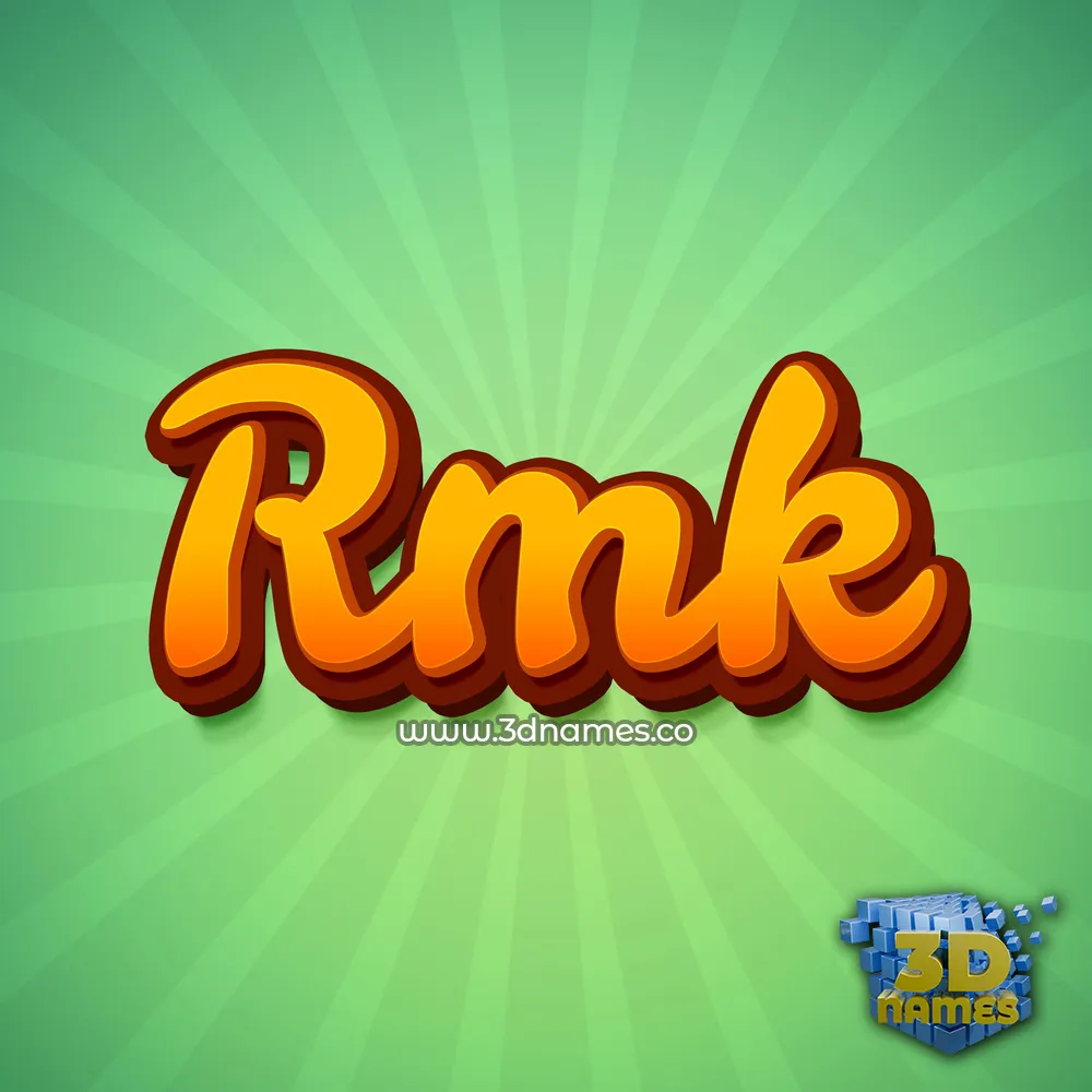 rmk in Green Rays style - 3D name wallpaper