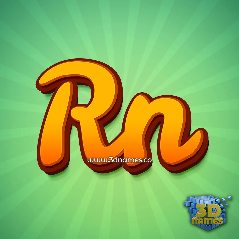 rn in Green Rays style - 3D name wallpaper