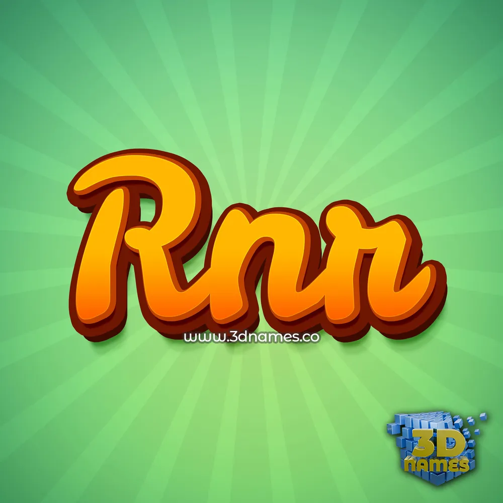 rnr in Green Rays style - 3D name wallpaper
