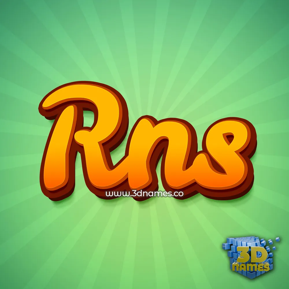 rns in Green Rays style - 3D name wallpaper