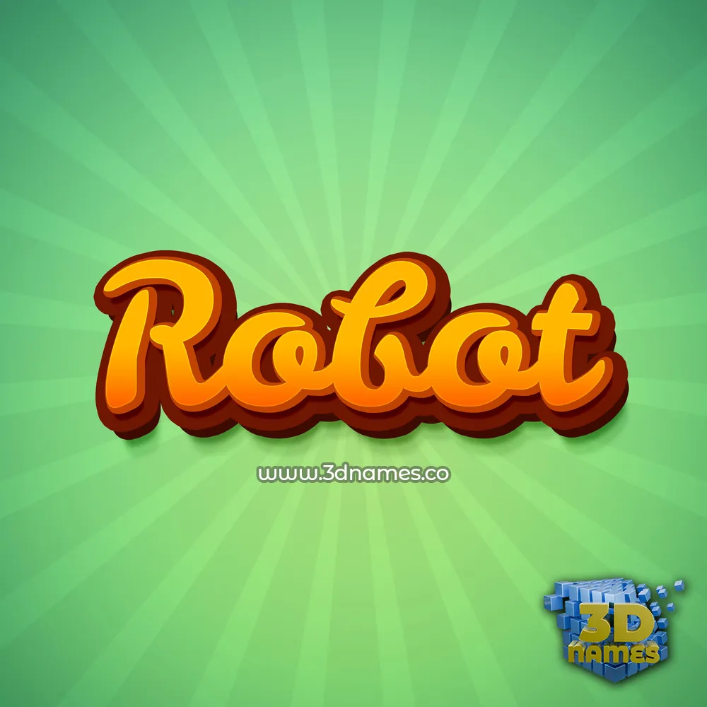 robot in Green Rays style - 3D name wallpaper