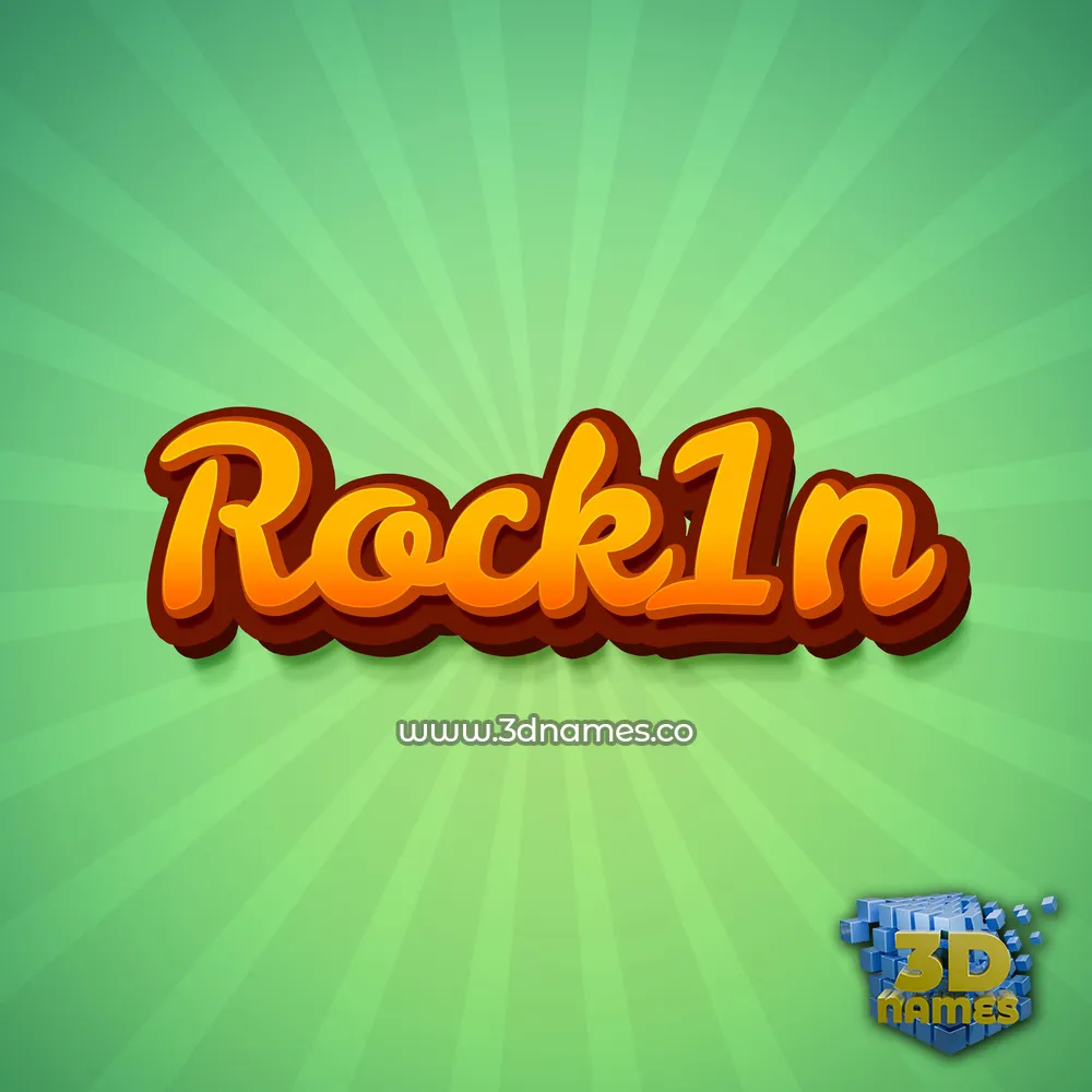 rock1n in Green Rays style - 3D name wallpaper
