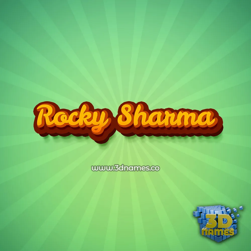 rocky sharma in Green Rays style - 3D name wallpaper
