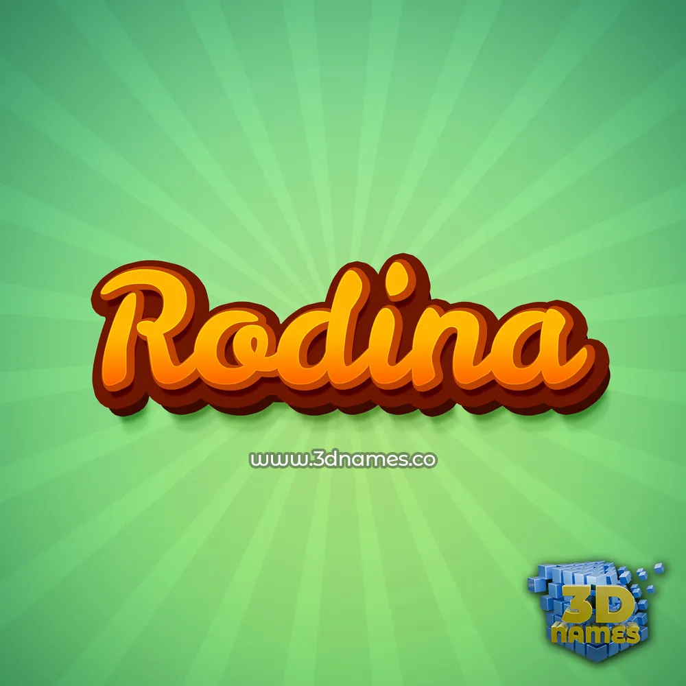 rodina in Green Rays style - 3D name wallpaper