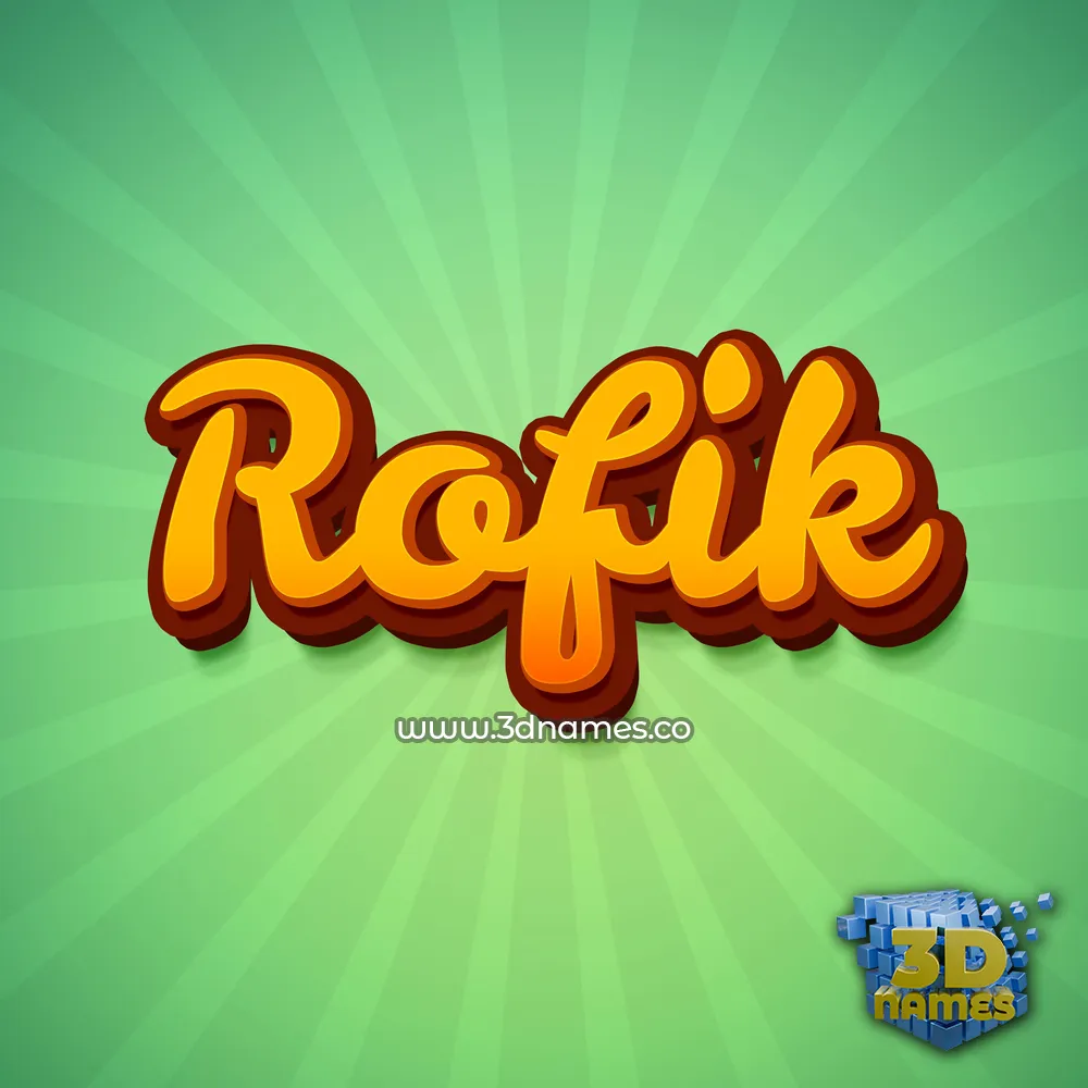 rofik in Green Rays style - 3D name wallpaper