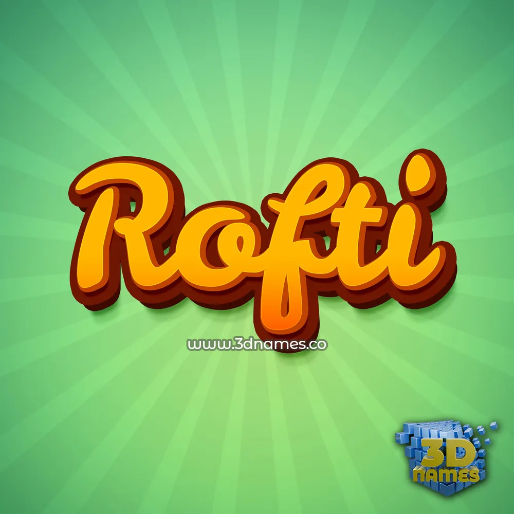 rofti in Green Rays style - 3D name wallpaper