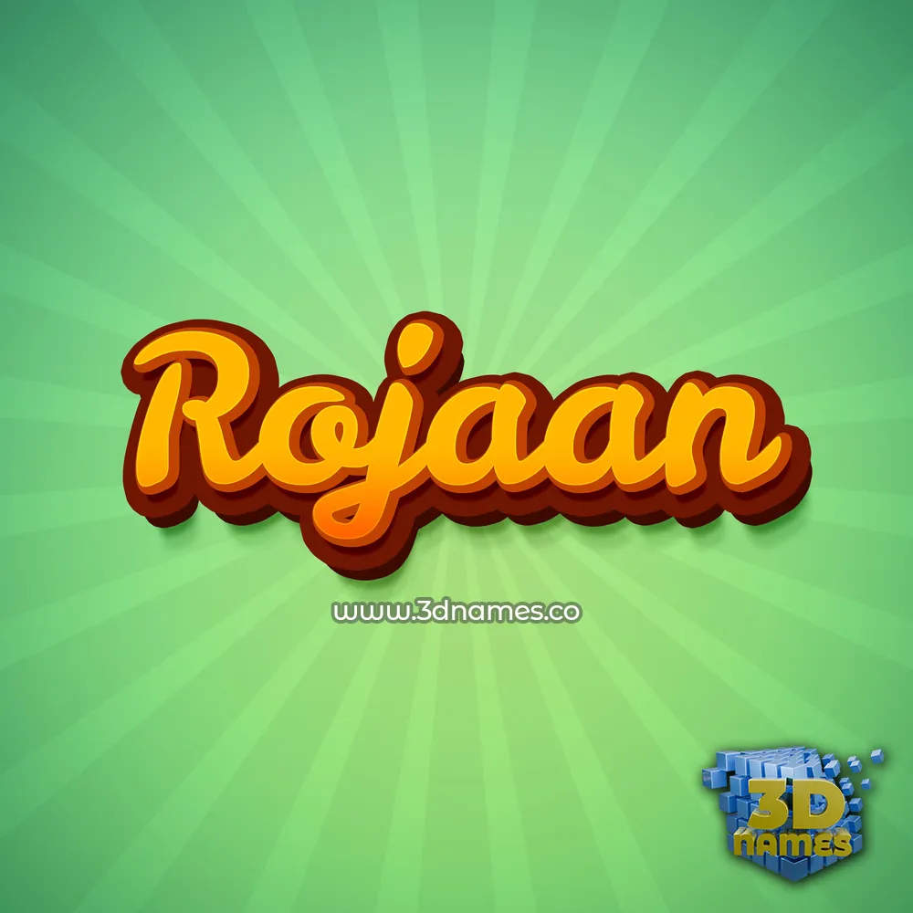 rojaan in Green Rays style - 3D name wallpaper