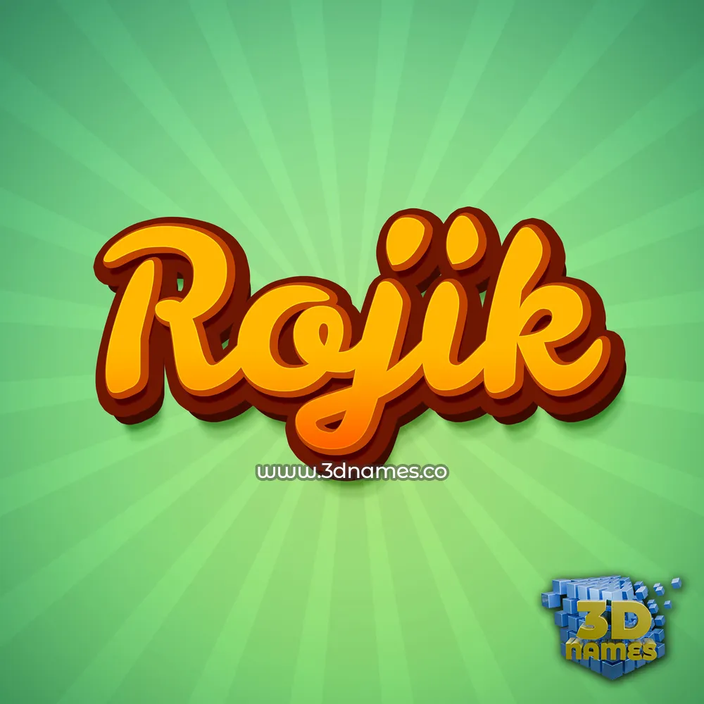 rojik in Green Rays style - 3D name wallpaper