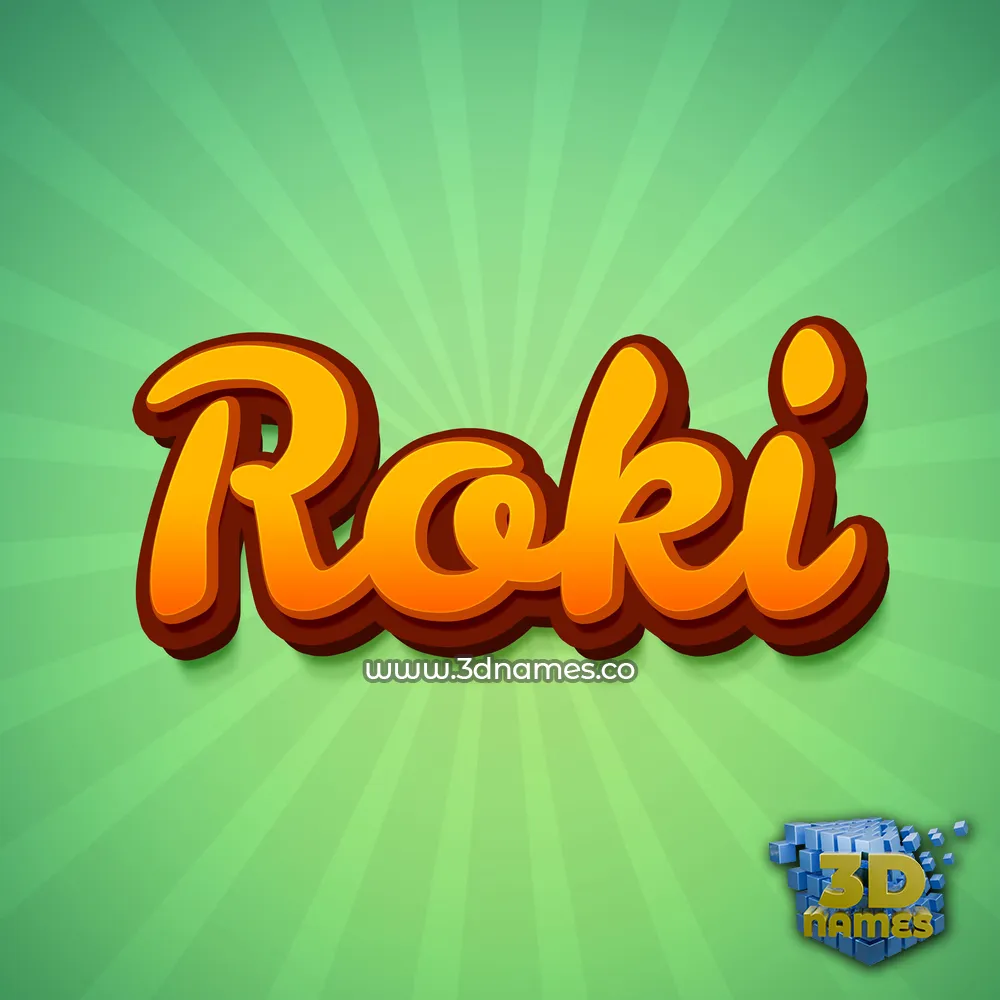 roki in Green Rays style - 3D name wallpaper