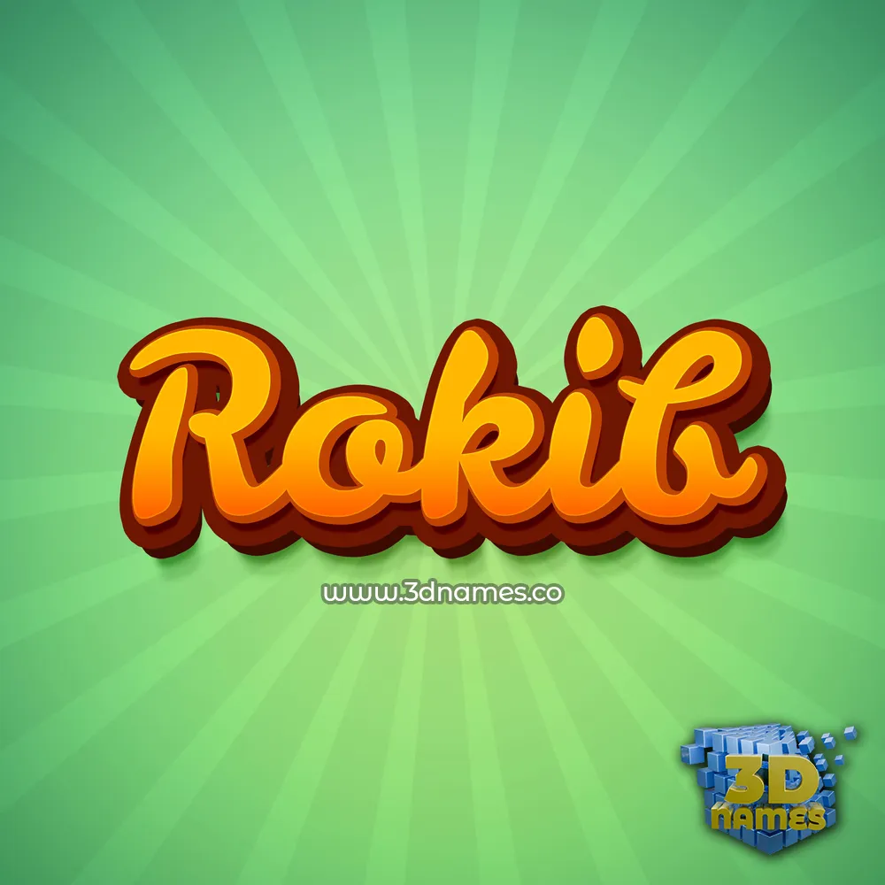 rokib in Green Rays style - 3D name wallpaper