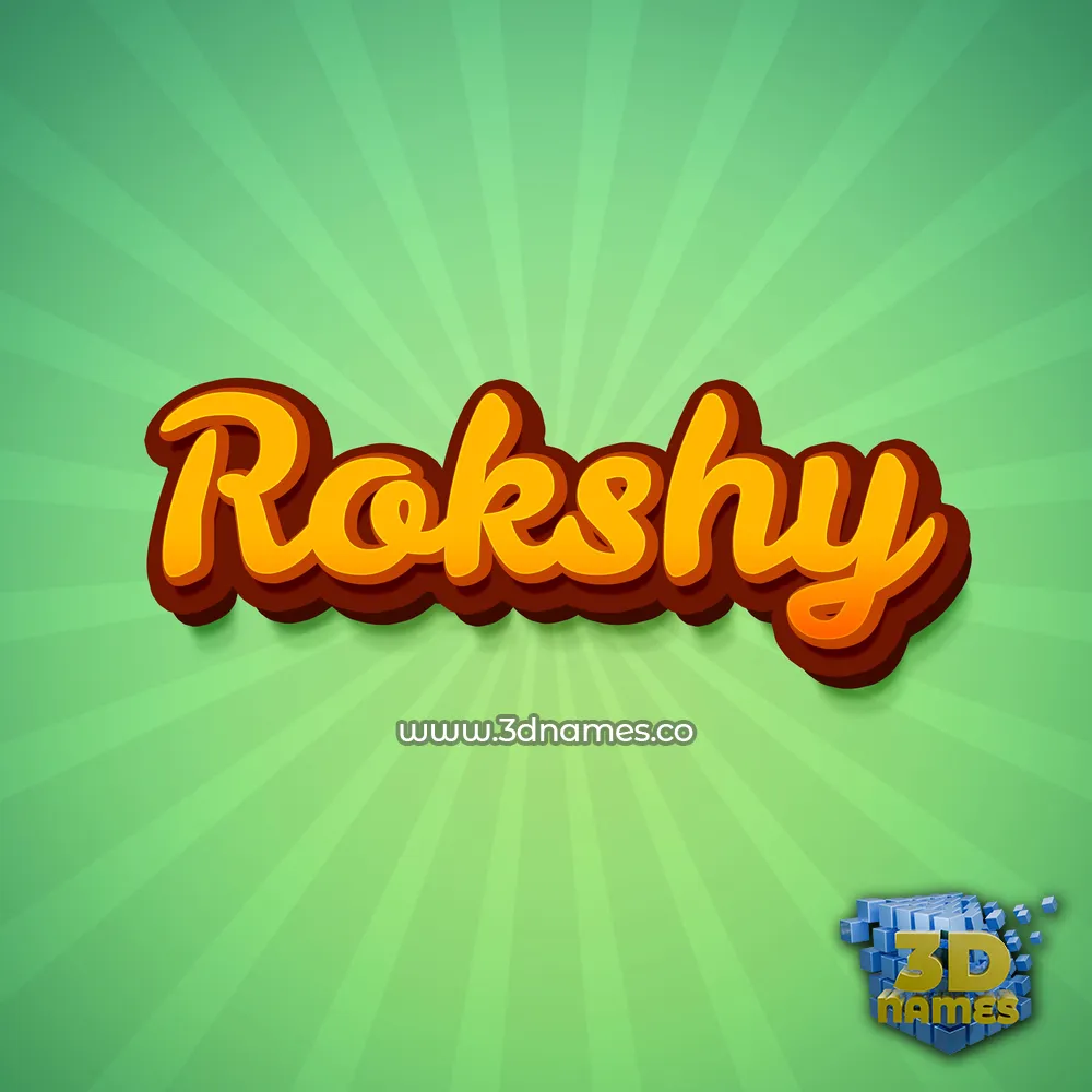 rokshy in Green Rays style - 3D name wallpaper