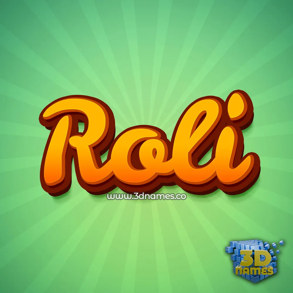 roli in Green Rays style - 3D name wallpaper