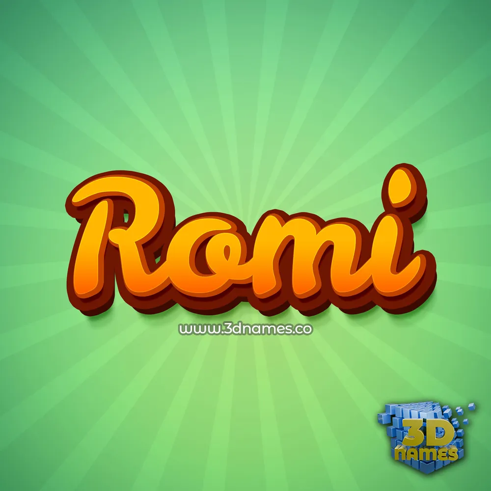 romi in Green Rays style - 3D name wallpaper