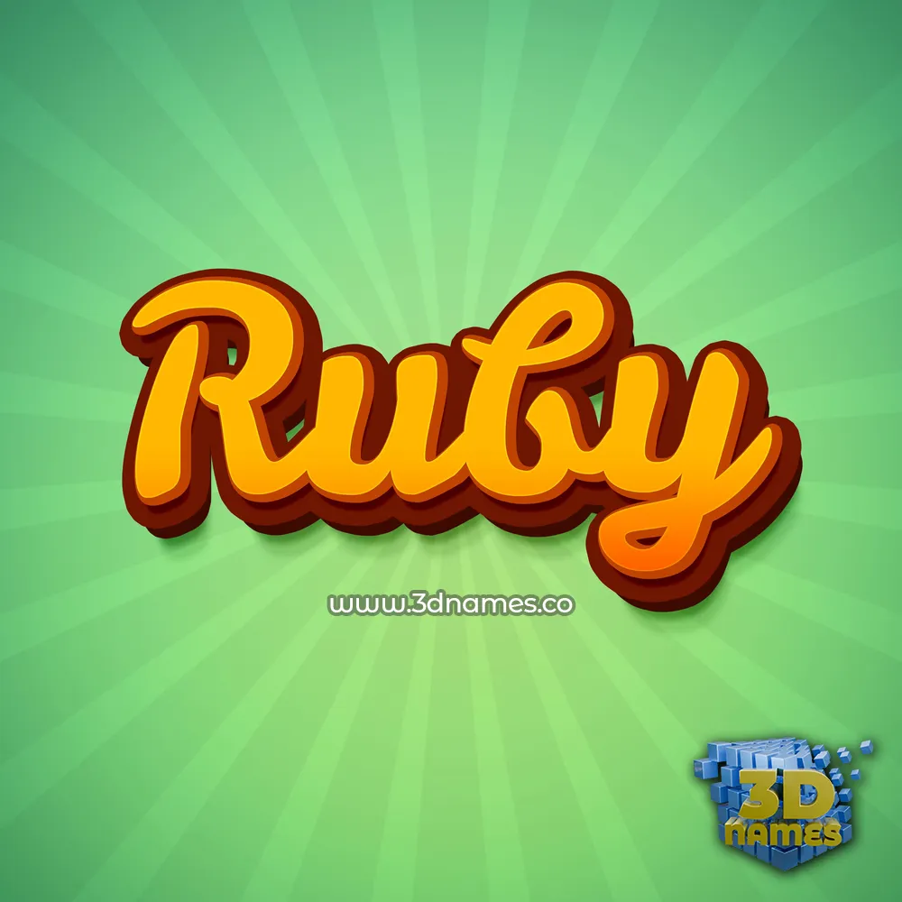 ruby in Green Rays style - 3D name wallpaper