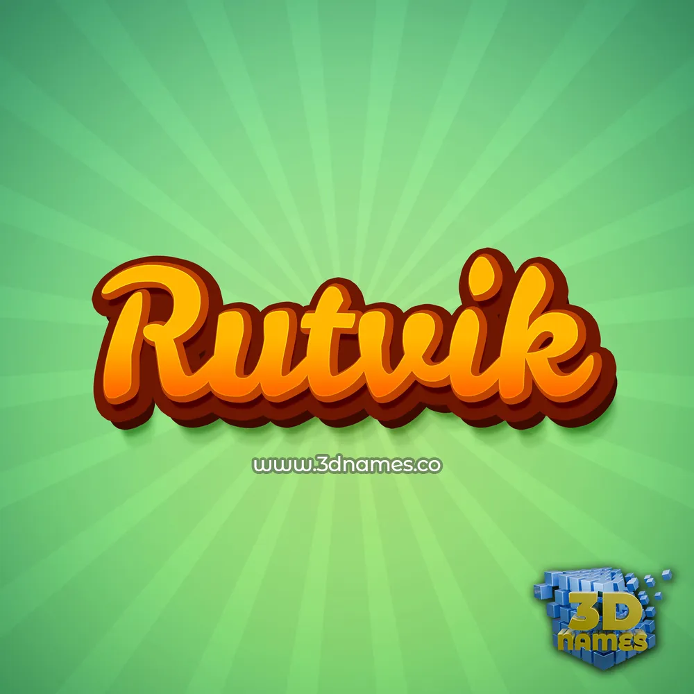 rutvik in Green Rays style - 3D name wallpaper