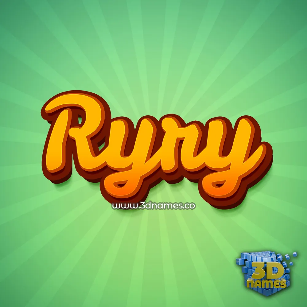 ryry in Green Rays style - 3D name wallpaper