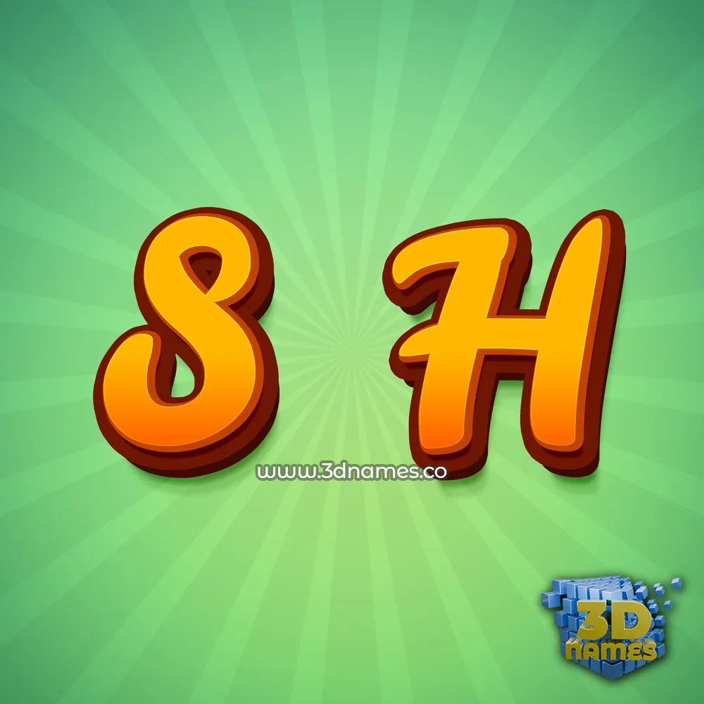 s h in Green Rays style - 3D name wallpaper