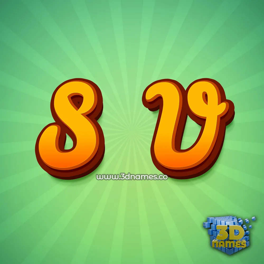 s v in Green Rays style - 3D name wallpaper