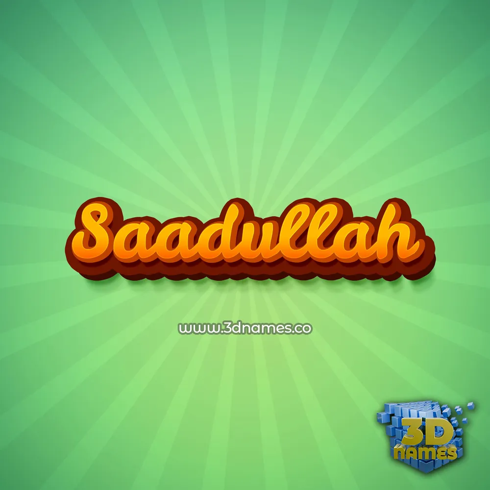 saadullah in Green Rays style - 3D name wallpaper