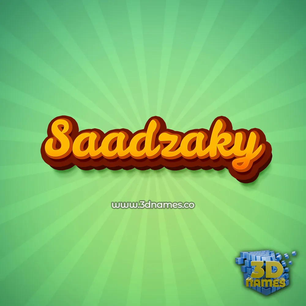 saadzaky in Green Rays style - 3D name wallpaper