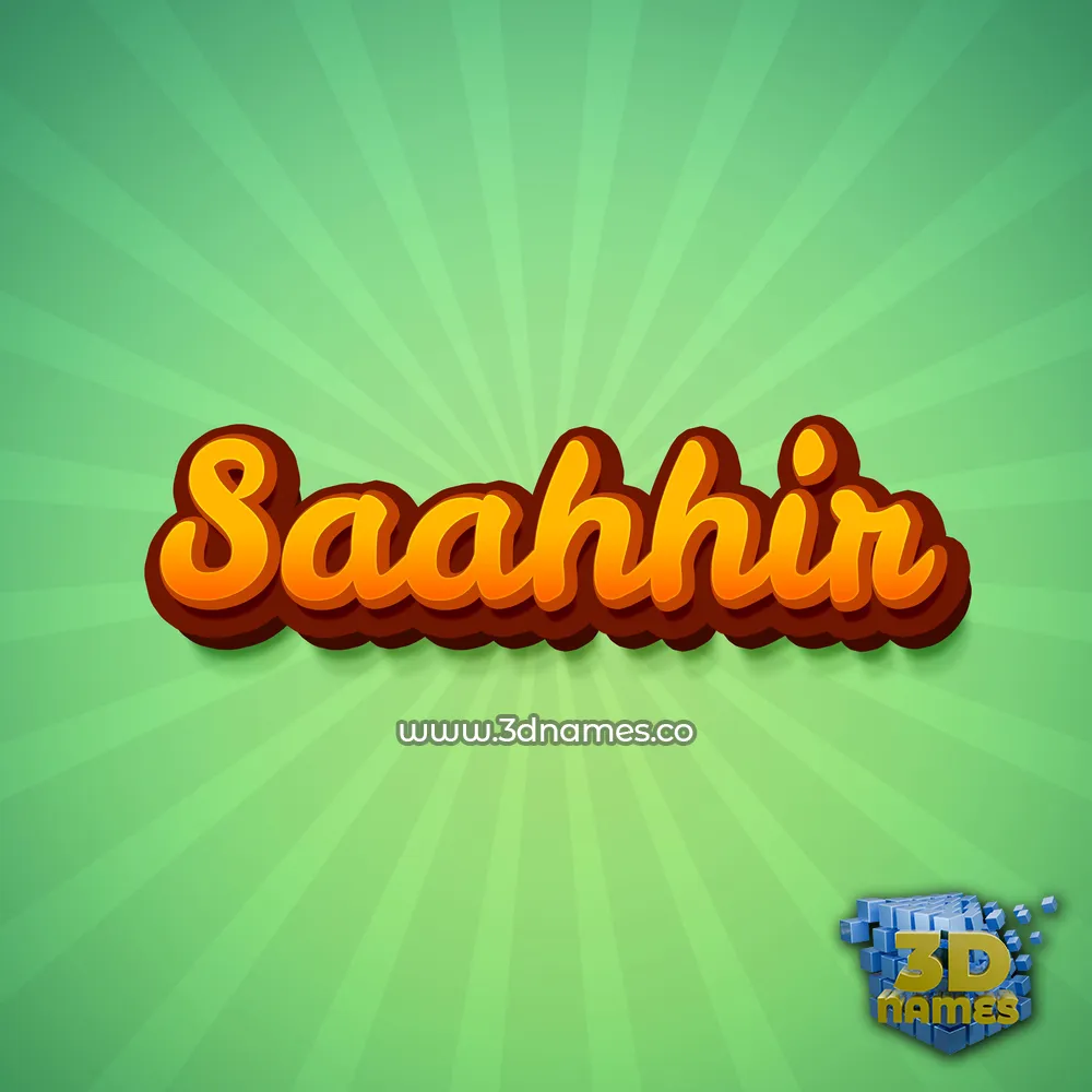 saahhir in Green Rays style - 3D name wallpaper