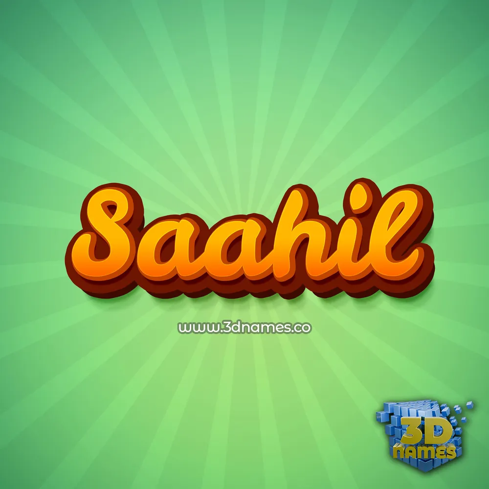 saahil in Green Rays style - 3D name wallpaper