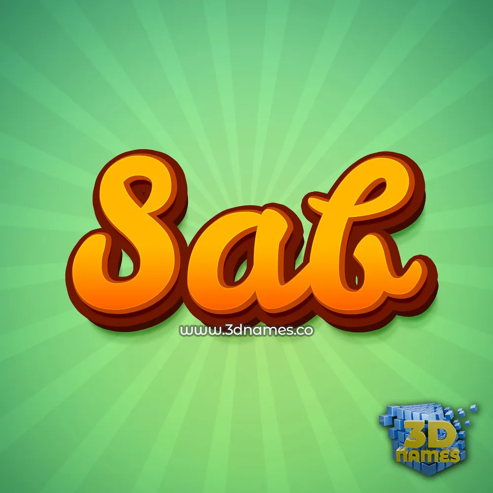 sab in Green Rays style - 3D name wallpaper